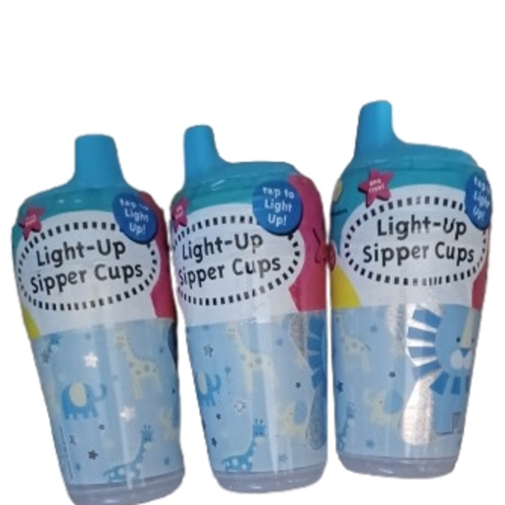 Light-Up 10 oz. Spill Proof Sipper Cups - Blue Set Of 3 - Picture 2 of 2